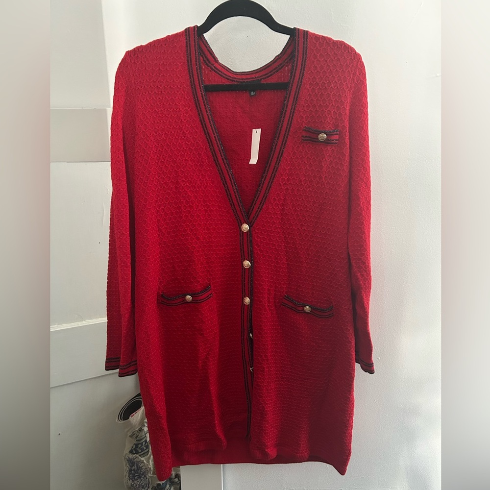 Talbots Red Textured Cardigan